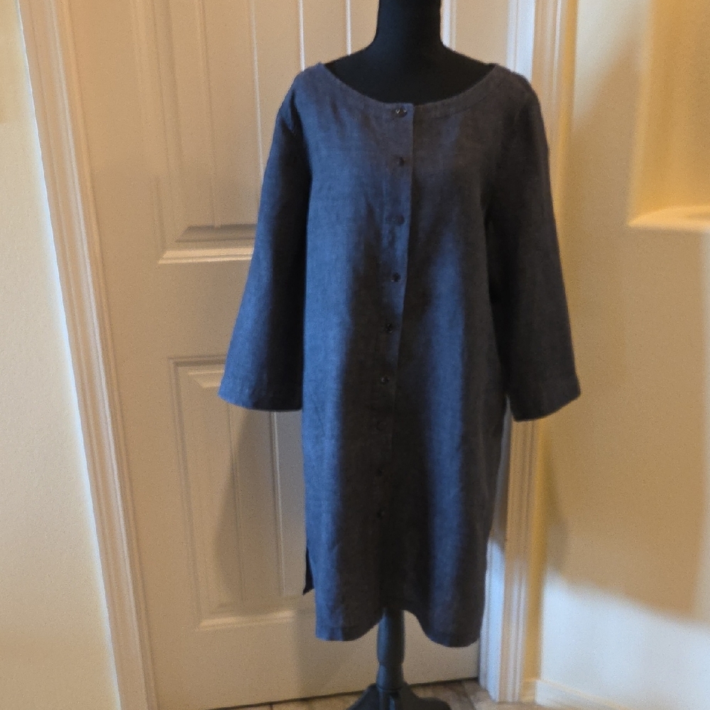 Eileen Fisher 100% Organic Linen Shirtdress, Size XL
